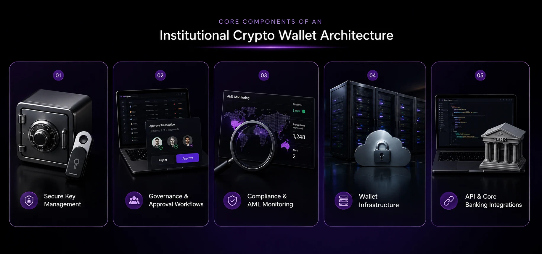 Institutional crypto wallet components